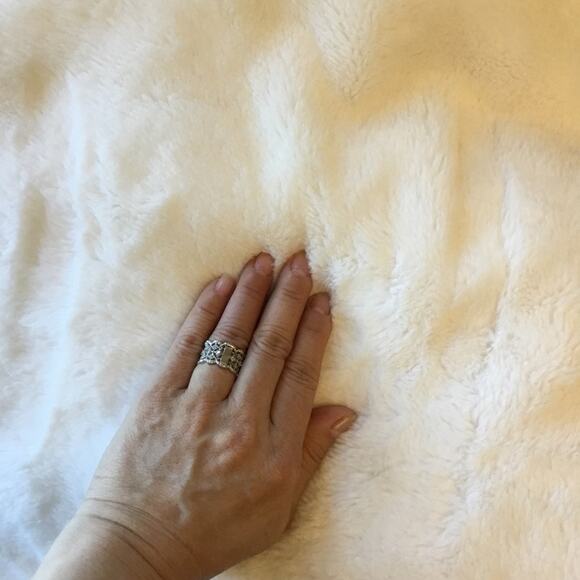 Sterling Silver Elegant Three-Row Crystal Ring - Picture 8 of 9